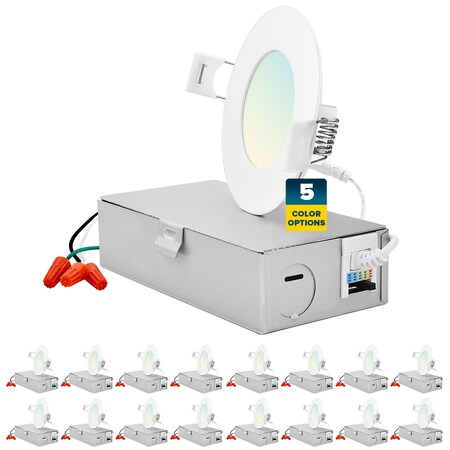 3 Inch Ultra Thin LED Recessed Downlights 5 CCT 2700K-5000K 8W 540LM Dimmable 16-Pack